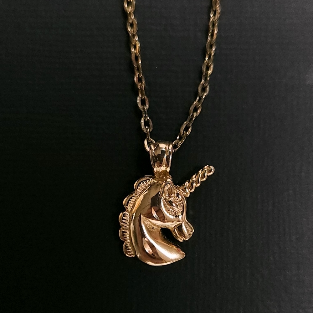 Costume Goldtone Unicorn Necklace